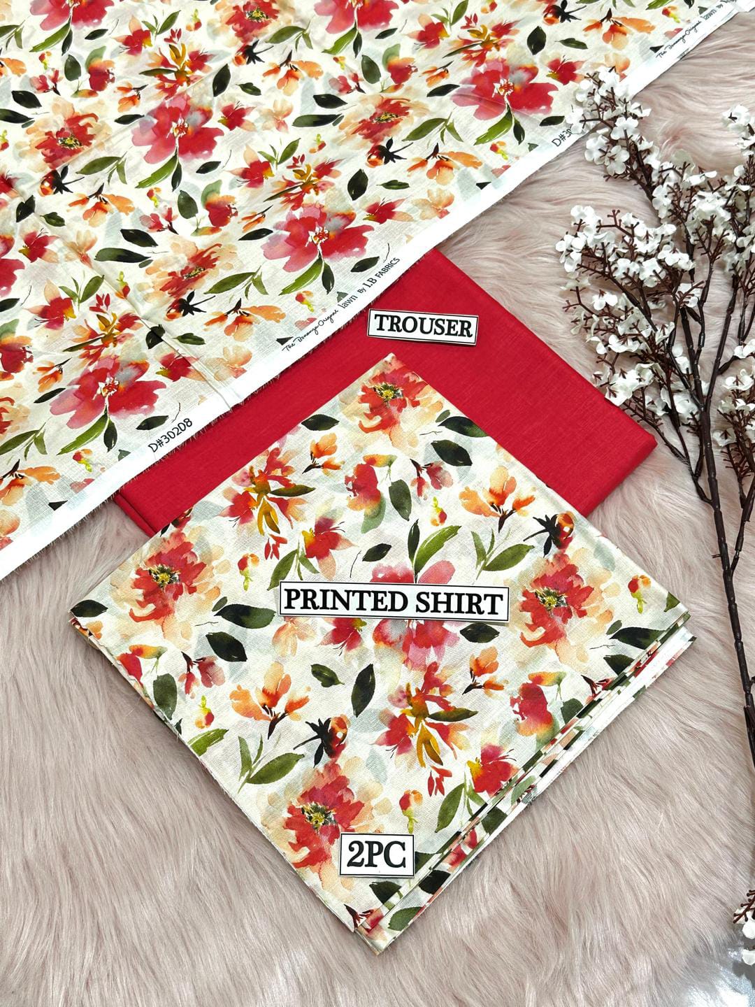 2 Pcs Women's Unstitched Digital Print Suit